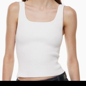 Aritzia Babaton Sculpt Knit Squareneck Tank White Size Small